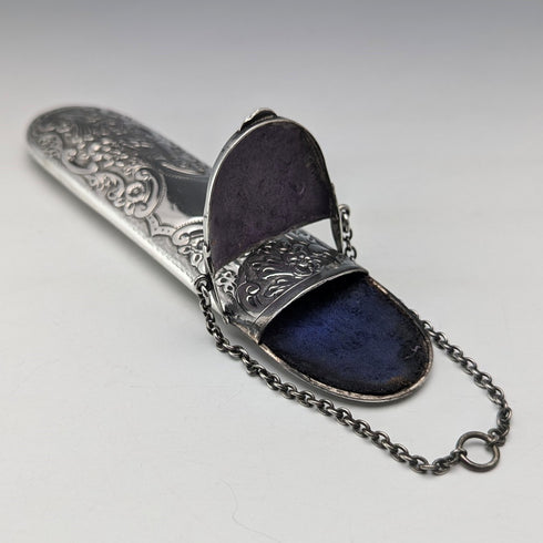 1888 British antique sterling silver chatelaine eyeglass case